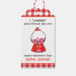 Aquarell Rot Gingham Gumballs Valentine Geschenkanhänger