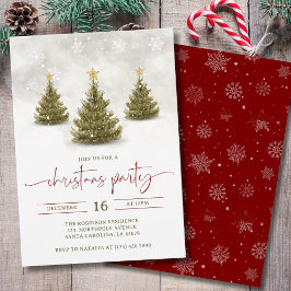 Aquarell Rot Grüne Kiefern Weihnachtsfeier Einladung
