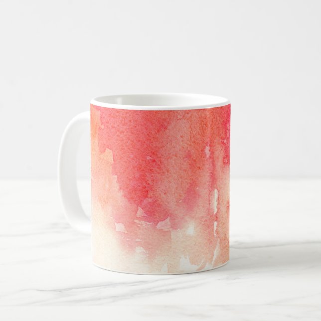 Aquarell rot. Moderne Korallen. Abstrakte Kunst Kaffeetasse (Vorderseite Links)
