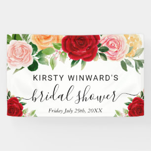 Aquarell Rot Orange Rosen Brautparty Willkommen Banner