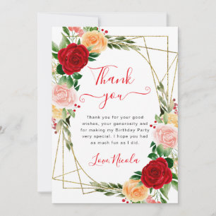 Aquarell Rot Orange Rosen Rahmen Geburtstag Dankeskarte
