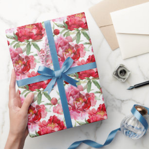 Aquarell-Rot-Pfingstrosen-Muster Geschenkpapier