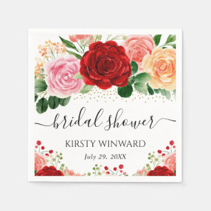 Aquarell-Rot- und Gelbe-Rosen-Brautparty Serviette