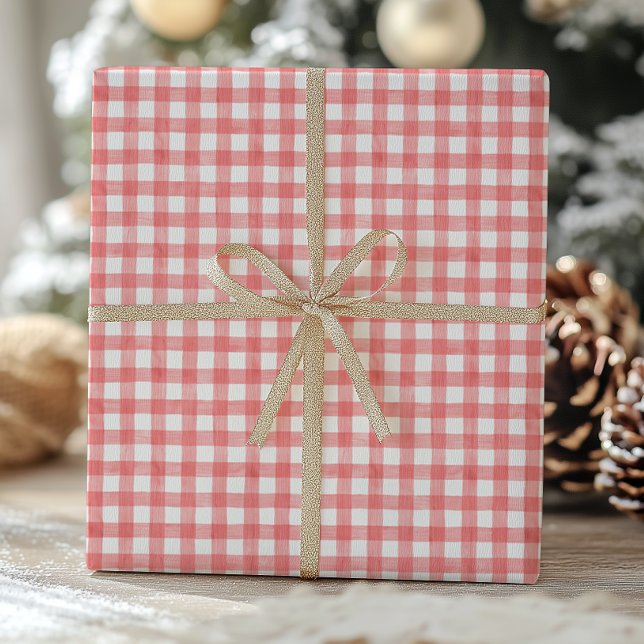 Aquarell Rot und Weiß Gingham Geschenkpapier (Von Creator hochgeladen)