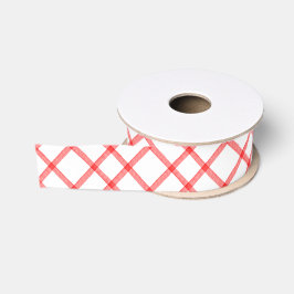 Aquarell Rot & Weiß Gingham Karo Ripsband