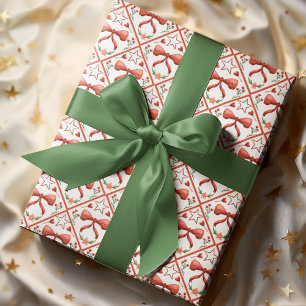 Aquarell-Rotband-Koketten-Weihnachtsmuster Geschenkpapier