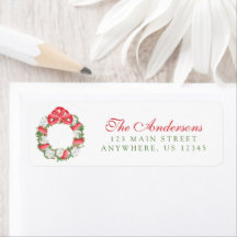 Aquarell-Rotband-Magnolie-Weihnachtskranz
