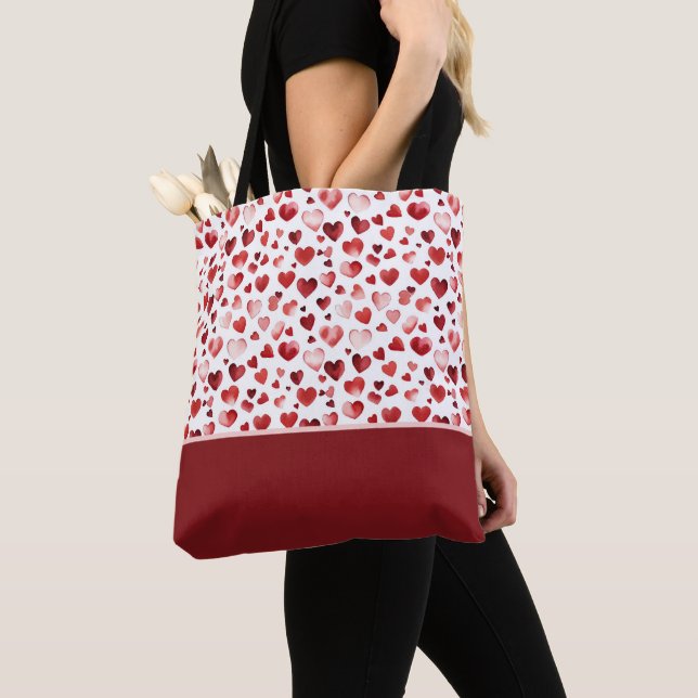 Aquarell-Rote-Herzen-Valentinstag-Farbenblock (Von Nahem)