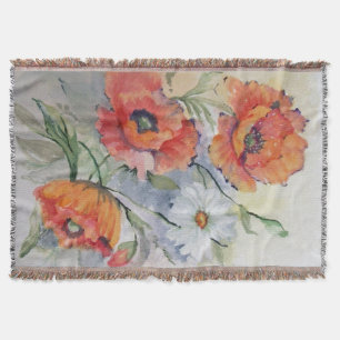 Aquarell rote Mohnblumen Decke