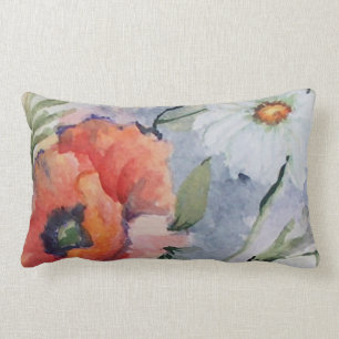 Aquarell rote Mohnblumen Lendenkissen