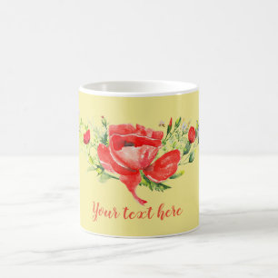 Aquarell rote Mohnblumen personalisiert Kaffeetasse