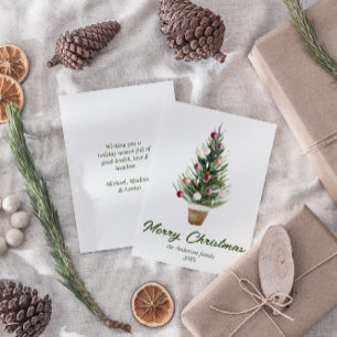 Aquarell Rote Ornamente Bäume Frohe Weihnachten