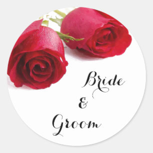 Aquarell-Rote Rose - Rose-Aufkleber Runder Aufkleber