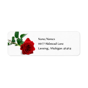 Aquarell-Rote Rose - Rücksendeadressen-Aufkleber