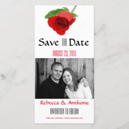 Aquarell-Rote Rose - Save the Date Foto Postkarte
