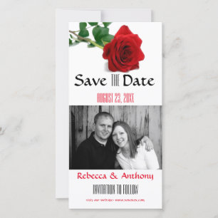 Aquarell-Rote Rose - Save-the-Date-Fotokarte Save The Date