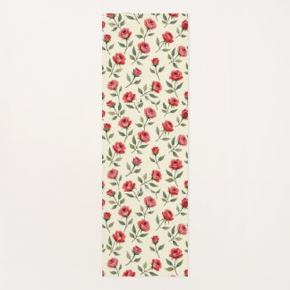 Aquarell-Rote-Rosen-Botanik-Yogamatte Yogamatte