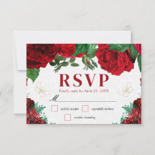 Aquarell rote Rosen Hochzeit RSVP Karte