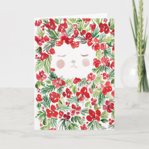 Aquarell rote Weihnachtsblumen Design Karte
