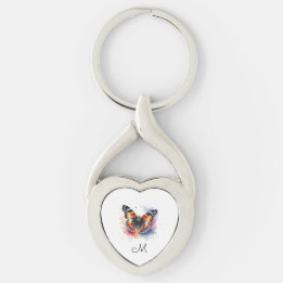 Aquarell Roter Admiral Schmetterling Monogramm Ini Schlüsselanhänger