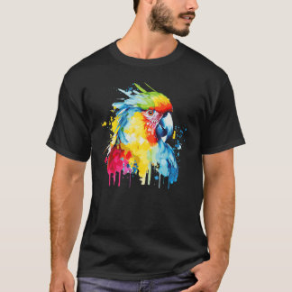 Aquarell Roter Ara Papagei Farbenfroher Vogel 2 T-Shirt