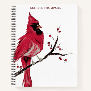 Aquarell Roter Kardinal Personalisieren Notizbuch