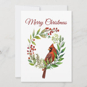 Aquarell Roter Kardinalvogel Kranz Weihnachten