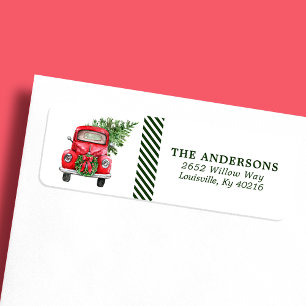 Aquarell-Roter-LKW-Kranz-Weihnachtsadresse