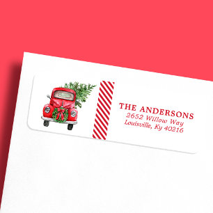 Aquarell-Roter-LKW-Kranz-Weihnachtsadresse