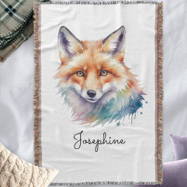 Aquarell Rotfuchs Whimsical Art Personalisiert Decke