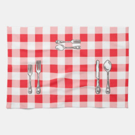 Aquarell Rotkariert Geschirrtuch