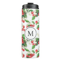 Aquarell-Rotkirsch-Muster-Monogramm