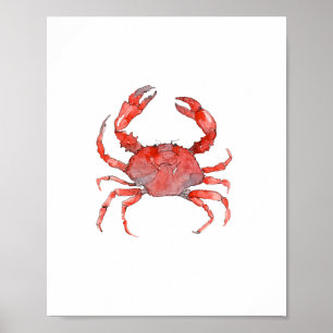 Aquarell-Rotkrabben-Gemälde Wandkunst Poster
