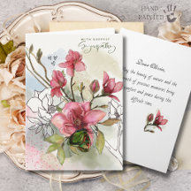 Aquarell-Rotmagnolie & Schmetterling Beileidskarte