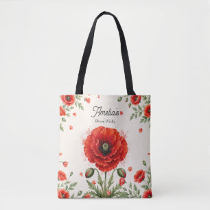 Aquarell-Rotmohn-Blumen-Monogramm Mädchenkunst