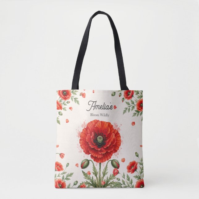 Aquarell-Rotmohn-Blumen-Monogramm Mädchenkunst (Vorderseite)