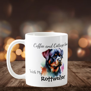 Aquarell Rottweiler am Cottage Personalisieren Kaffeetasse