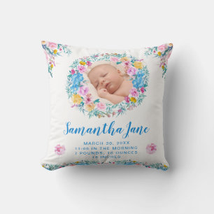 Aquarell-Rouge & Blaue Blumen Baby-Foto Kissen