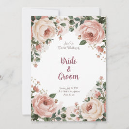 Aquarell-Rouge Pfingstrose Cremige Rose Baby-Breat Einladung