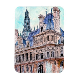 Aquarell Rustic Hotel de Ville der Magnet