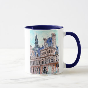 Aquarell Rustic Hotel de Ville der Tasse