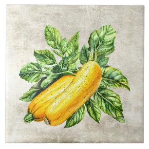 Aquarell Rustik Gelber Kürbis Faux-Textur Fliese