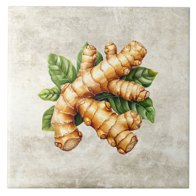 Aquarell Rustik Ingwer Faux Textur  Fliese (Vorderseite)