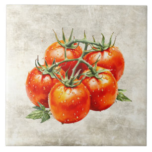 Aquarell Rustik Rote Tomaten Faux Textur Fliese