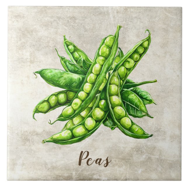 Aquarell-Rustikal-Falsche-Textur-Erbse Fliese (Vorderseite)