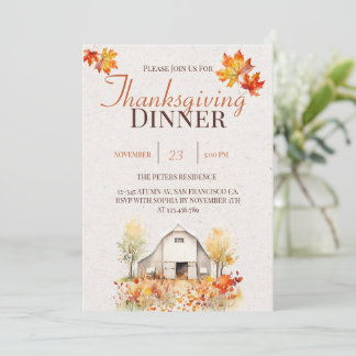 Aquarell Rustikal Herbst Thanksgiving-Einladung Feiertagskarte