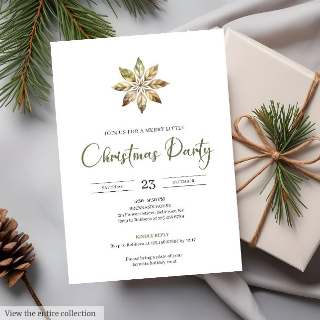 Aquarell Rustikal Neutral Erdig Minimalistisch Gem Einladung (Watercolor Rustic Neutral Earthy Minimalist Cozy Xmas Party Invitation)