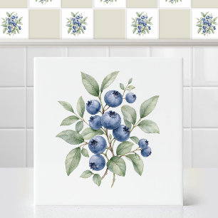 Aquarell-Rustikal-Wilde-Blaubeere-Botanischer-Zwei Fliese