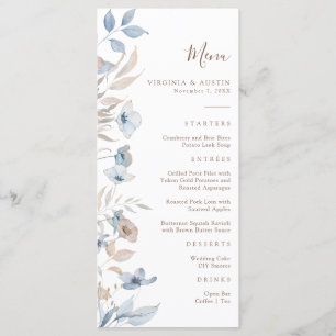 Aquarell Rustikale Boho-Hochzeitsmenü Menükarte