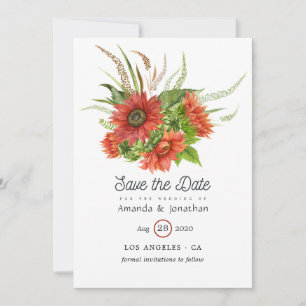 Aquarell Rustikale Boho Rote Sonnenblumen Hochzeit Save The Date
